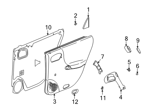 2000 Saturn LS Panel Asm,Rear Side Door Trim *Light Oak Diagram for 22678619