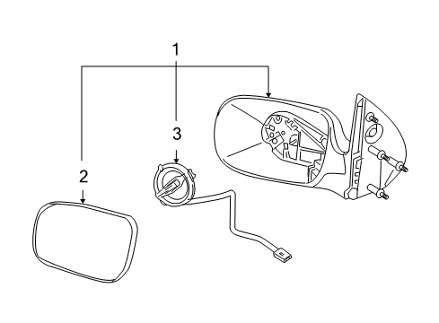 2007 Chevy Uplander Mirror,Outside Rear View (Reflector Glass & Backing Plate), Rh Diagram for 89044541