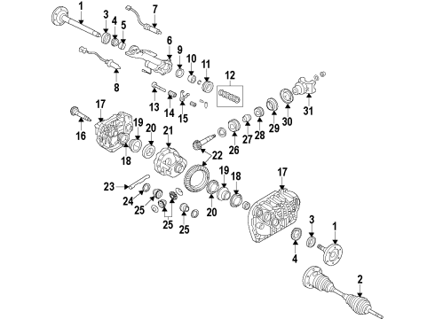 2013 GMC Sierra 2500 HD Front Axle Shafts & Differential Diagram