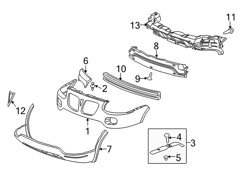 2005 Pontiac Montana Absorber, Front Bumper Fascia Energy Diagram for 15292535