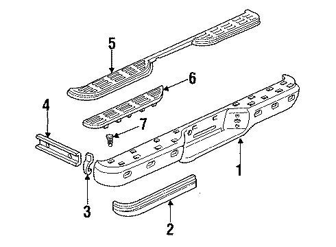 1992 GMC Sonoma Rear Step, Painted Bumper With Step Pads Diagram for 12341804