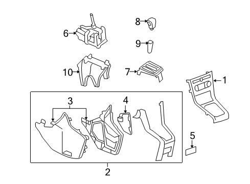 2009 Saturn Vue Center Console, Front Console Diagram 3 - Thumbnail