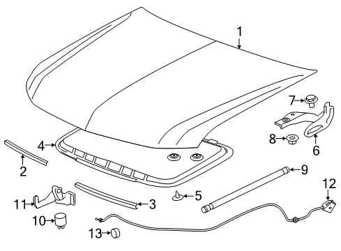 2019 Chevy Colorado Hood & Components Diagram