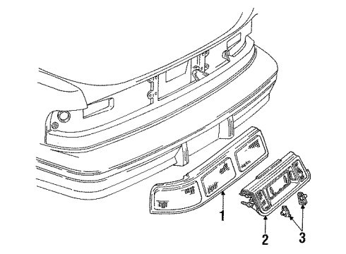 1991 Chevy Lumina Tail Lamps, Backup Lamps, License Lamps Diagram 2 - Thumbnail