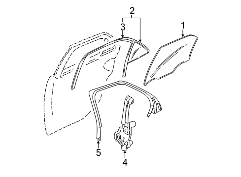 2007 Cadillac STS Window Assembly, Rear Side Door Stationary (W/ Rear Side Door Window Windshield Diagram for 25779160