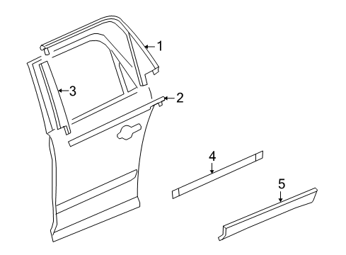 2008 Saturn Outlook Exterior Trim - Rear Door Diagram