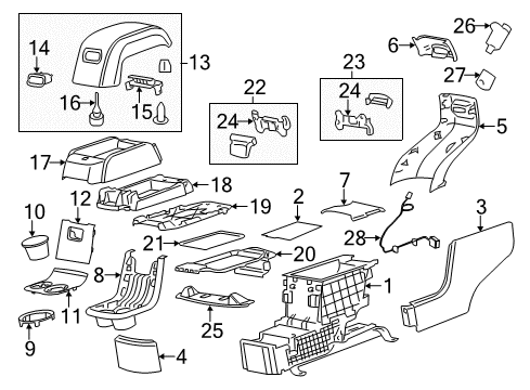 2012 GMC Acadia Armrest Assembly, Rear Floor Console *Light Ttnum Diagram for 25988048