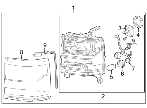 2016 Chevy Silverado 1500 Headlamp Kit,Front (Serv) Diagram for 84893098