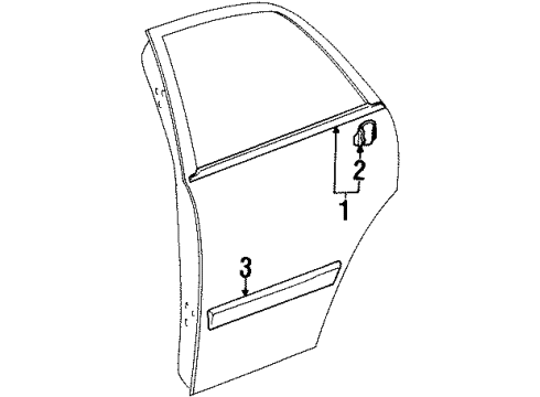 1998 Chevy Prizm Sealing Strip,Rear Side Door Window Outer *Black Diagram for 94858545