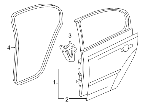 2010 Chevy Cobalt Weatherstrip,Rear Side Door Diagram for 15798473