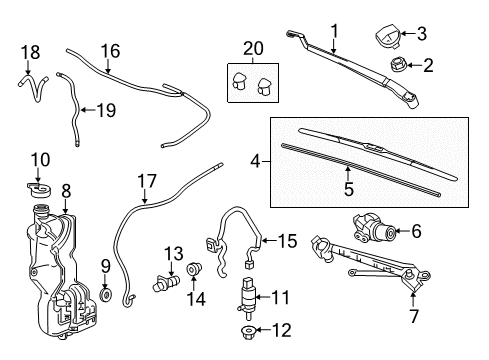 2020 Cadillac CT6 Wiper & Washer Components Diagram