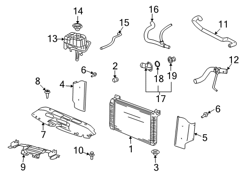 2006 GMC Sierra 1500 Radiator & Components Diagram 3 - Thumbnail