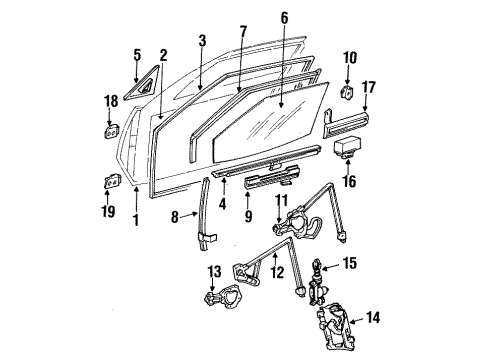 1987 Oldsmobile Calais Door & Components, Electrical Diagram 1 - Thumbnail