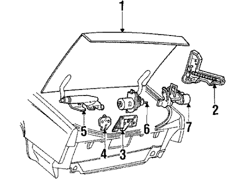 1990 Oldsmobile Toronado Emblem, Insert C/Lid Lock Cyl & Front End Finish Panel Diagram for 20689850