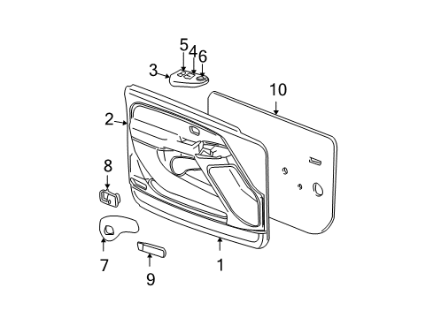 2002 Chevy Suburban 2500 Panel,Front Side Door Trim Diagram for 15772374