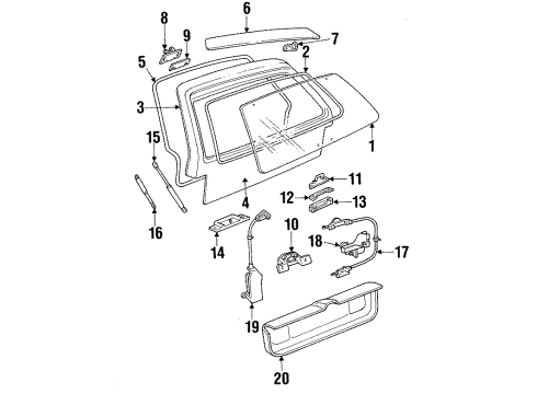 1996 Oldsmobile Cutlass Ciera Strut Assembly, Lift Gate Window *Black Diagram for 20611657