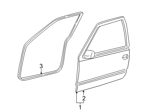 2000 Chevy Suburban 1500 Front Door, Body Diagram