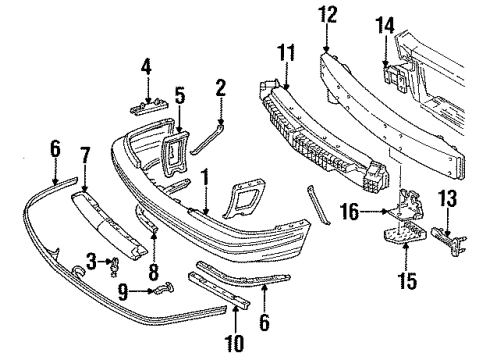 1991 Chevy Lumina Brace, Front Bumper Fascia Diagram for 10082533