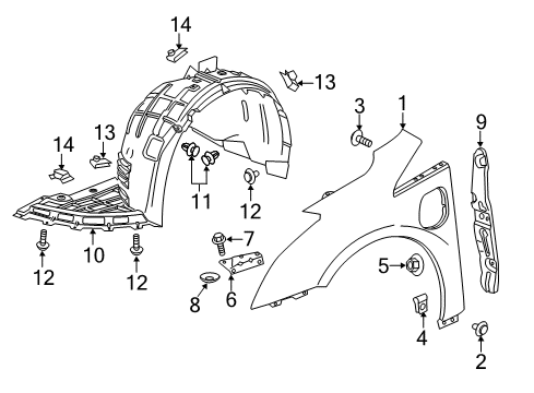 2016 Cadillac ELR Bracket,Front Fender Front Diagram for 22889471