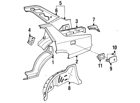 1985 Chevy Spectrum Quarter Panel & Components Diagram 2 - Thumbnail