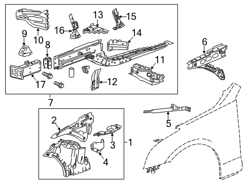 2018 Cadillac ATS Structural Components & Rails Diagram 2 - Thumbnail