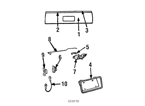 1986 Chevy El Camino Sealing Strip,End Gate Weatherstrip Diagram for 3071042