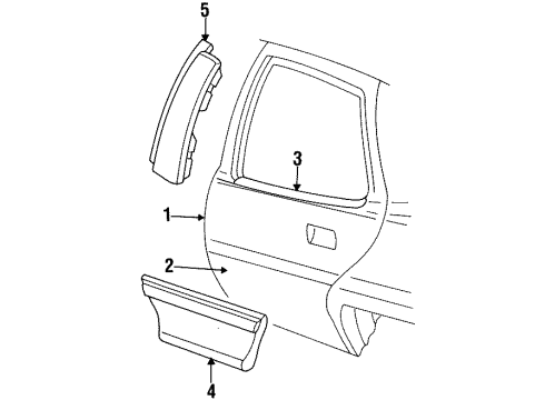 1993 Buick Skylark Rear Door & Components, Exterior Trim Diagram