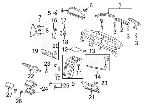 2009 Pontiac G8 Applique,Instrument Panel Trim Plate Diagram for 92213829