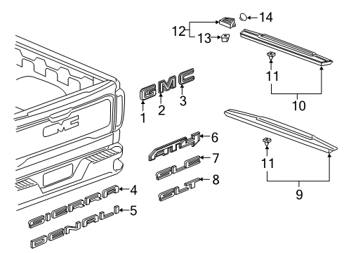 2022 GMC Sierra 1500 Exterior Trim - Pick Up Box Diagram 2 - Thumbnail