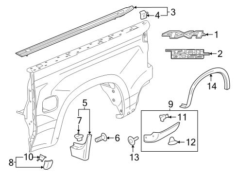 2022 Chevy Silverado 1500 Protector Assembly, Rear Pubx Paint *Black Diagram for 84621832