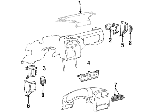 2001 Saturn SL1 Deflector Asm,Instrument Panel Center Air Outlet *Ebony Diagram for 21060880