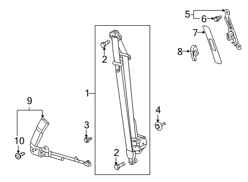 2008 Saturn Vue Belt Kit,Passenger Seat (Buckle Side) (W/ Pre, Tensioner) Ebony Diagram for 19167647