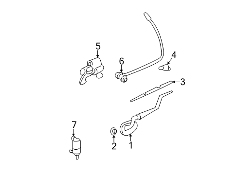 2003 GMC Envoy XL Ramp,Rear Window Wiper Arm Parking Diagram for 15195917