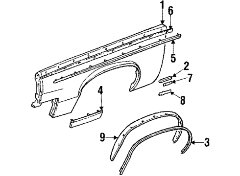 1985 Cadillac Eldorado Plate Asm,Front Fender Name Diagram for 1706644