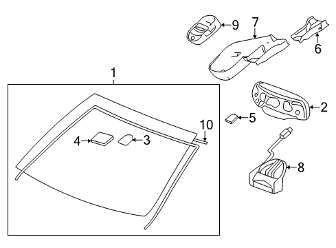 2014 Cadillac CTS Cover, Inside Rear View Mirror Wiring Harness Upper Diagram for 22761849