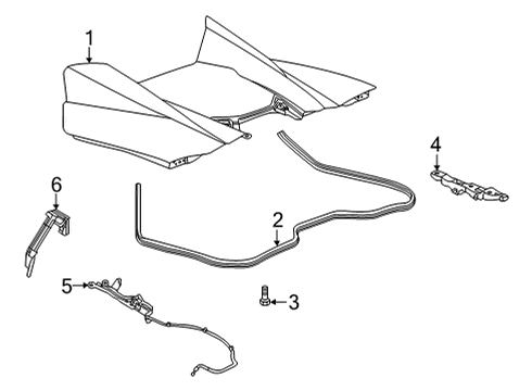 2022 Chevy Corvette Weatherstrip Assembly, F/Top Stow Compt Lid Diagram for 23403679