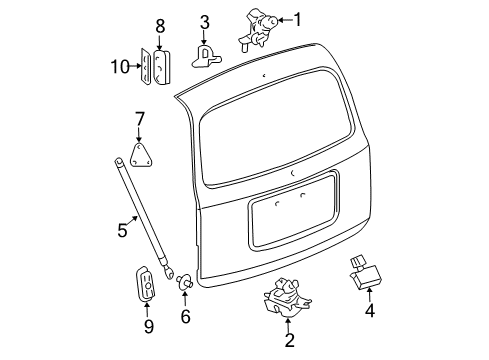 2011 Chevy HHR Lift Gate - Lock & Hardware Diagram