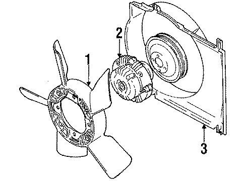 1998 Chevy Tracker Shroud, Fan Diagram for 30001011