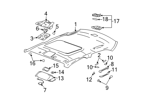 2007 Cadillac CTS Panel Asm,Headlining Trim *Light Cashmere *Cashmere Diagram for 89026105