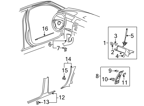 2008 Buick LaCrosse Interior Trim - Pillars, Rocker & Floor Diagram