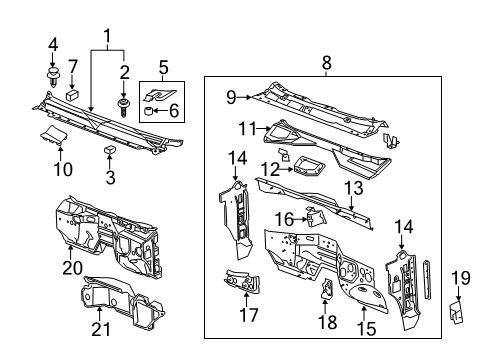 2011 GMC Sierra 3500 HD Cab Cowl Diagram 5 - Thumbnail