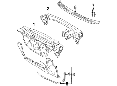 1998 Saturn SC2 Cowl Diagram