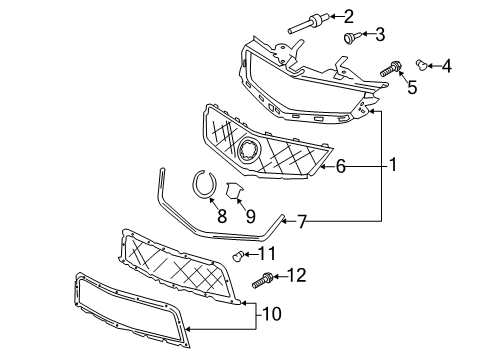 2011 Cadillac CTS Grille & Components Diagram 6 - Thumbnail