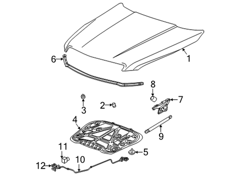 2023 Cadillac CT4 Hood & Components Diagram