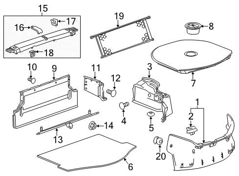 2013 Chevy Camaro PANEL, Rear Compartment Trim Diagram for 92219200