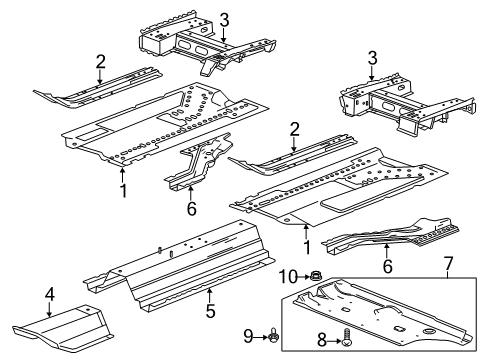 2017 Buick Verano Bar Assembly, Floor Panel #2 Cr Diagram for 13342298