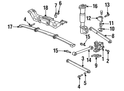 1991 Chevy Lumina Rear Suspension, Control Arm Diagram 1 - Thumbnail