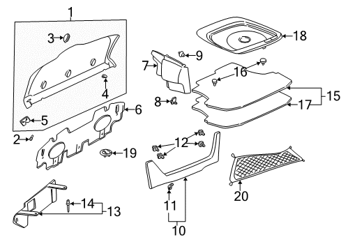 2004 Buick LeSabre Panel Assembly, Body Rear Seat Back Trim Diagram for 25762921