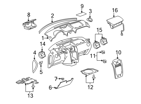 2011 Chevy HHR Cluster & Switches, Instrument Panel Diagram 3 - Thumbnail