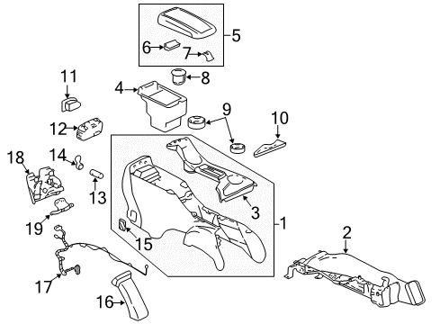 2005 Chevy Trailblazer Holder,Front Floor Console Cup *Ebony Diagram for 89044999